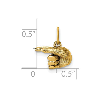 14K Yellow Gold American Sign Language Alphabet Fingerspelling Sign G Pendant