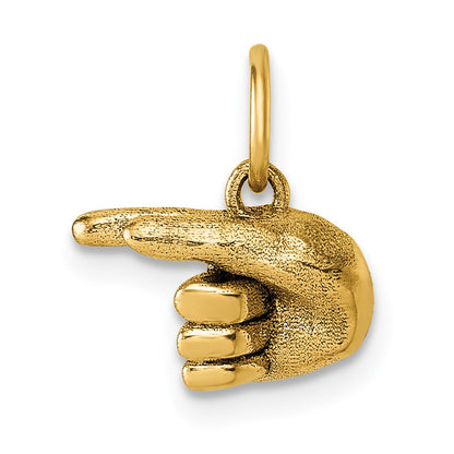 14K Yellow Gold American Sign Language Alphabet Fingerspelling Sign G Pendant