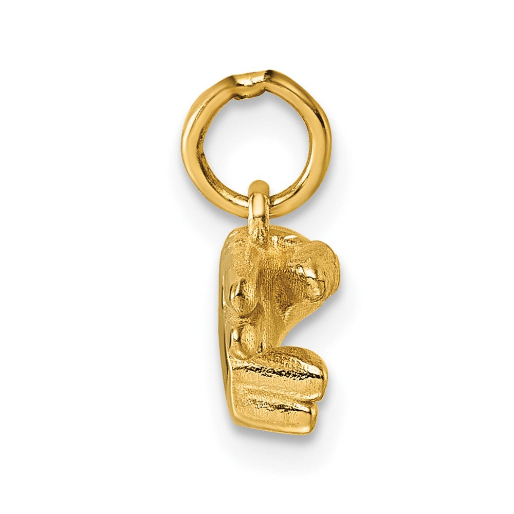 14K Yellow Gold American Sign Language Alphabet Fingerspelling Sign H Pendant