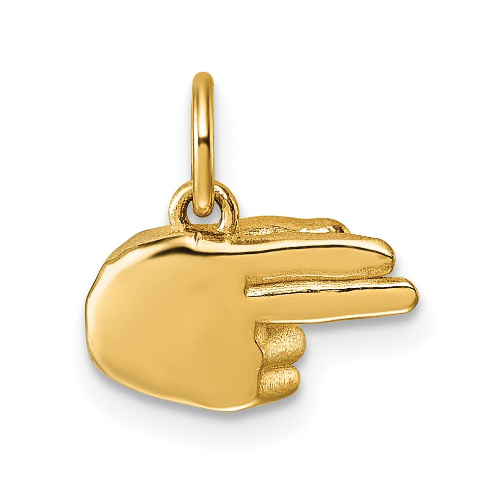 14K Yellow Gold American Sign Language Alphabet Fingerspelling Sign H Pendant