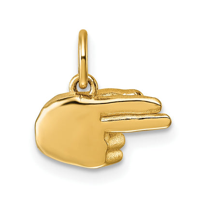 14K Yellow Gold American Sign Language Alphabet Fingerspelling Sign H Pendant