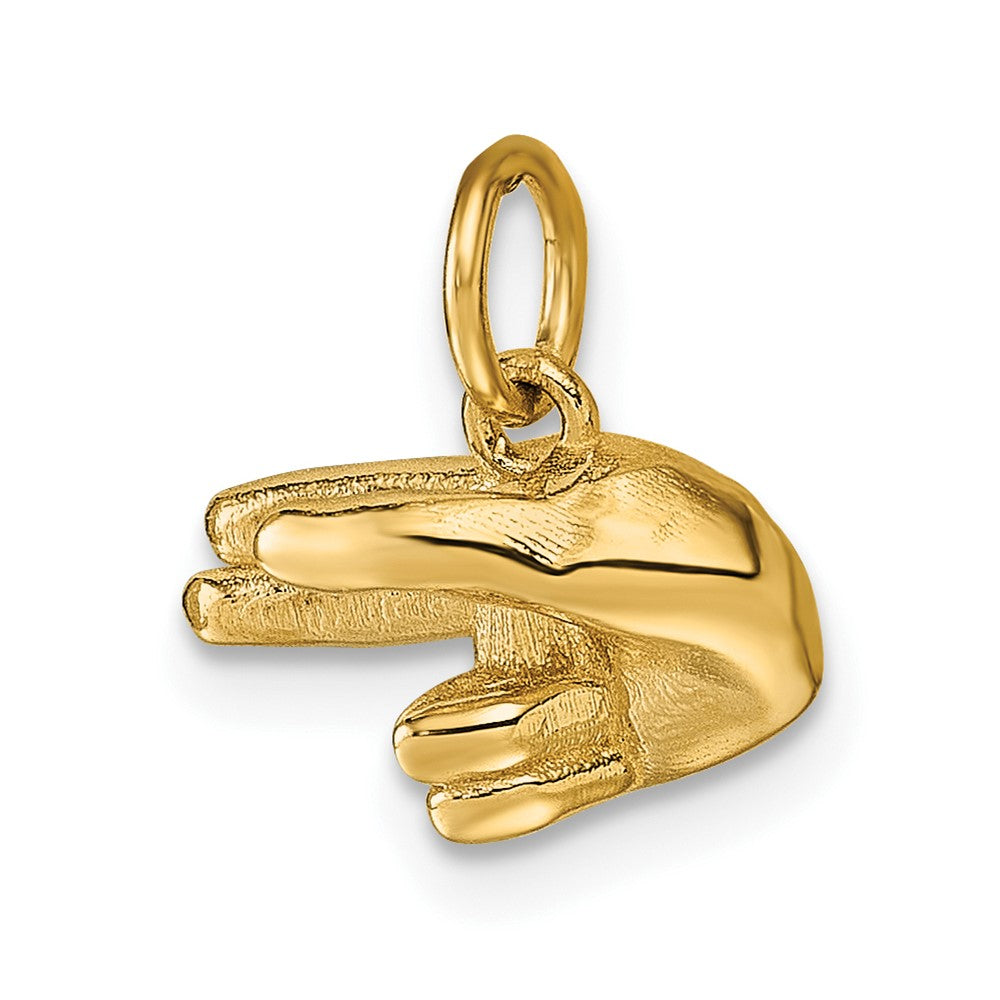 14K Yellow Gold American Sign Language Alphabet Fingerspelling Sign H Pendant
