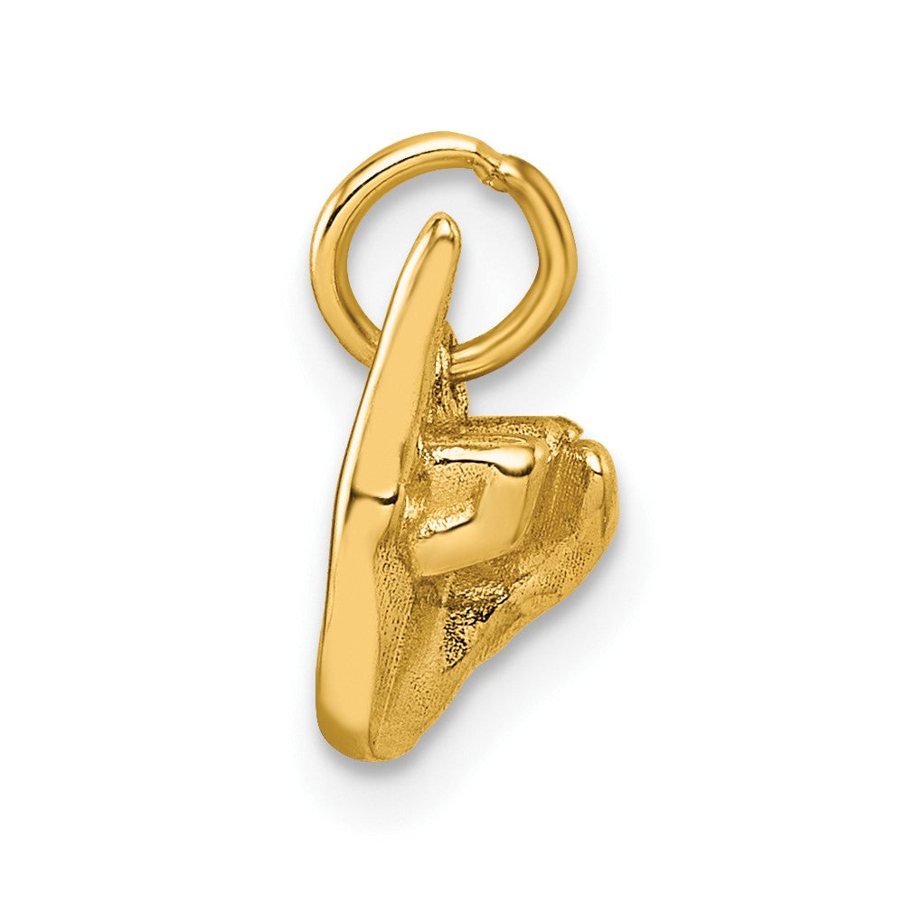 14K Yellow Gold American Sign Language Alphabet Fingerspelling Sign I Pendant