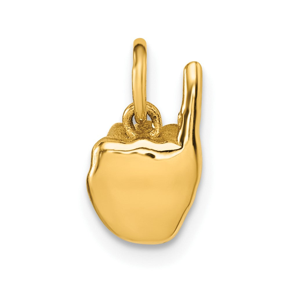 14K Yellow Gold American Sign Language Alphabet Fingerspelling Sign I Pendant