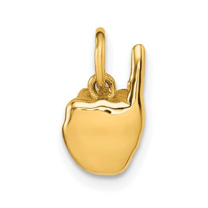 14K Yellow Gold American Sign Language Alphabet Fingerspelling Sign I Pendant