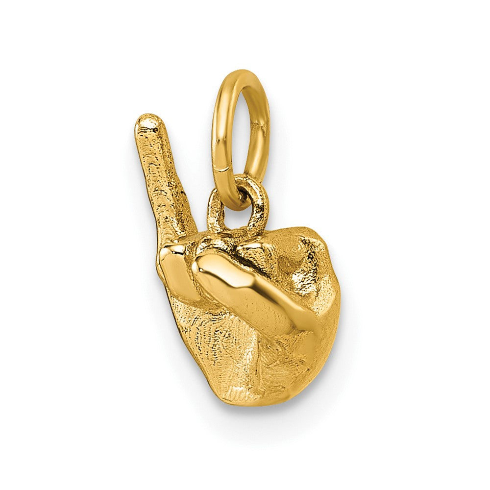 14K Yellow Gold American Sign Language Alphabet Fingerspelling Sign I Pendant