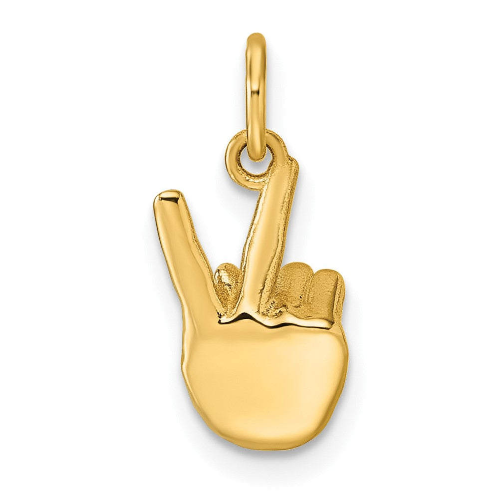 14K Yellow Gold American Sign Language Alphabet Fingerspelling Sign K Pendant