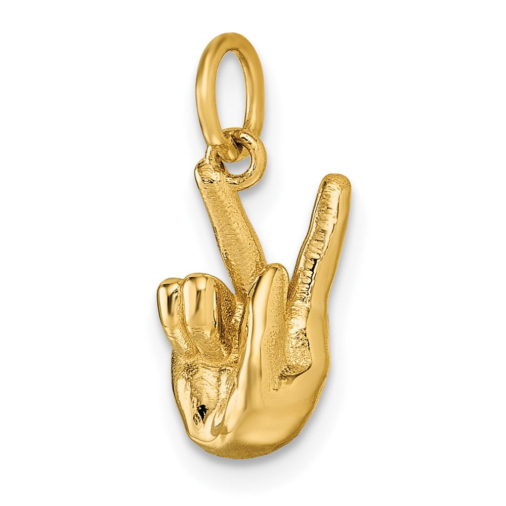 14K Yellow Gold American Sign Language Alphabet Fingerspelling Sign K Pendant