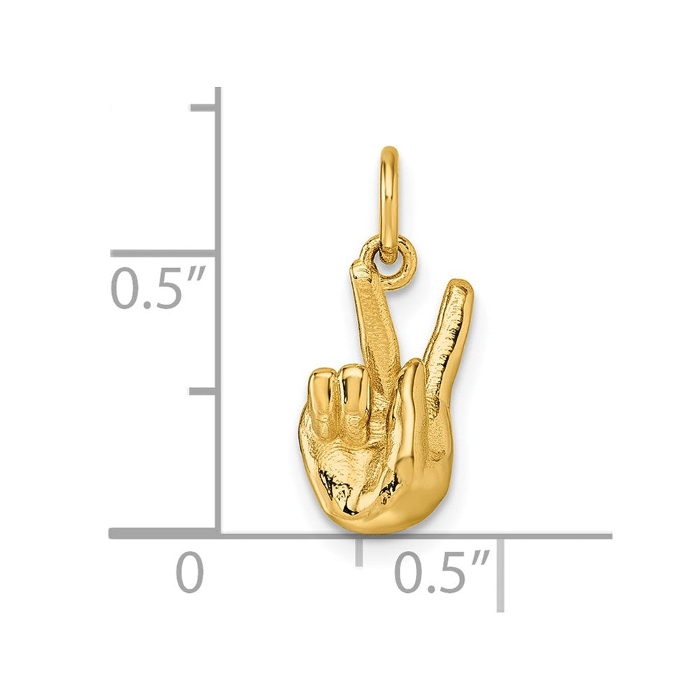 14K Yellow Gold American Sign Language Alphabet Fingerspelling Sign K Pendant
