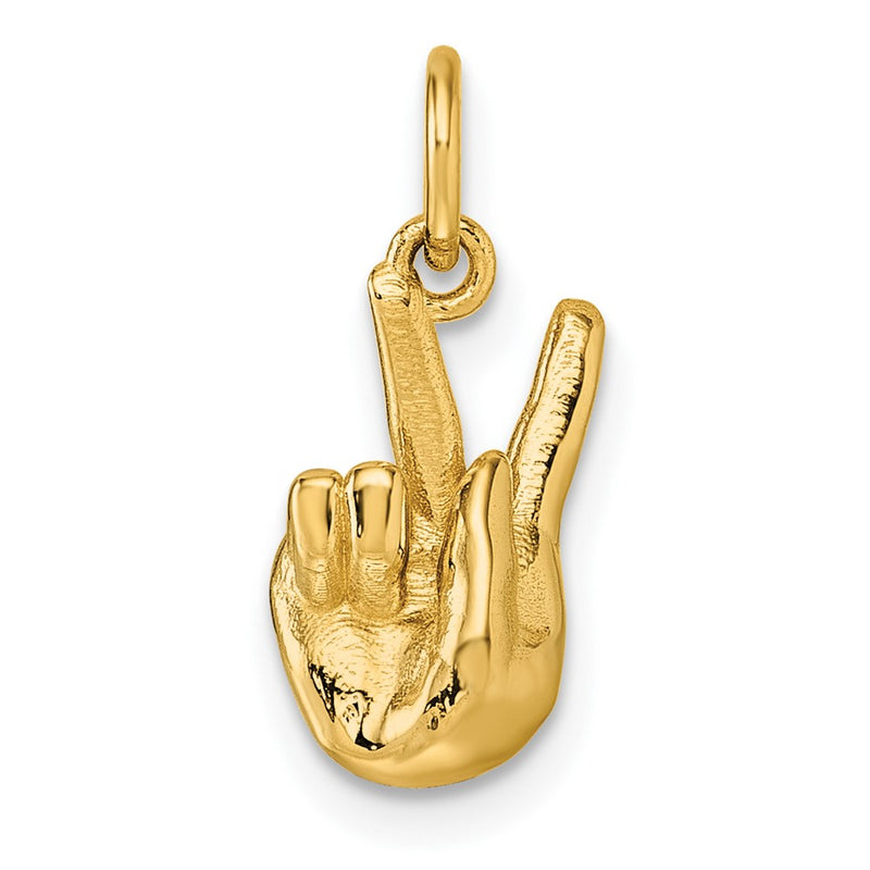 14K Yellow Gold American Sign Language Alphabet Fingerspelling Sign K Pendant
