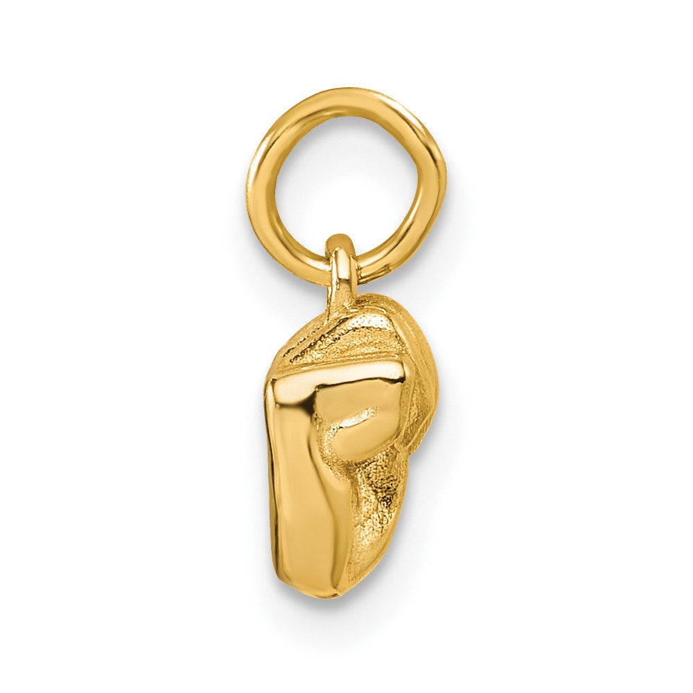 14K Yellow Gold American Sign Language Alphabet Fingerspelling Sign M Pendant