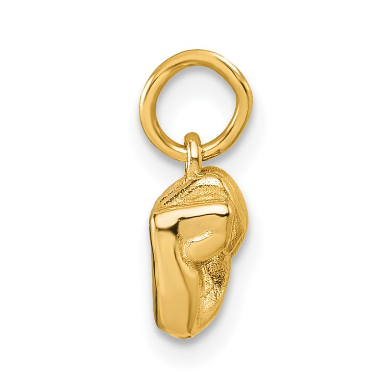 14K Yellow Gold American Sign Language Alphabet Fingerspelling Sign M Pendant