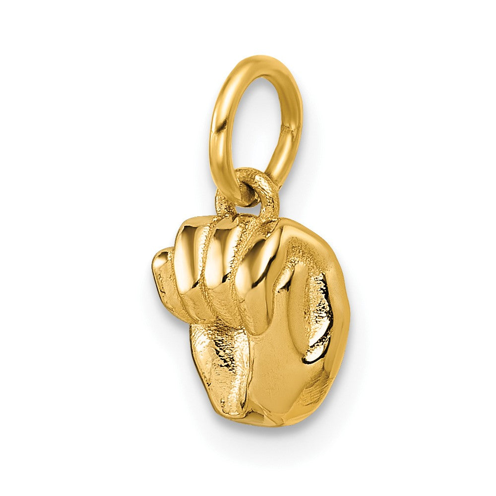 14K Yellow Gold American Sign Language Alphabet Fingerspelling Sign M Pendant