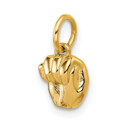 14K Yellow Gold American Sign Language Alphabet Fingerspelling Sign M Pendant