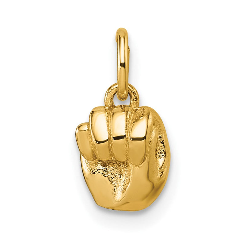 14K Yellow Gold American Sign Language Alphabet Fingerspelling Sign M Pendant