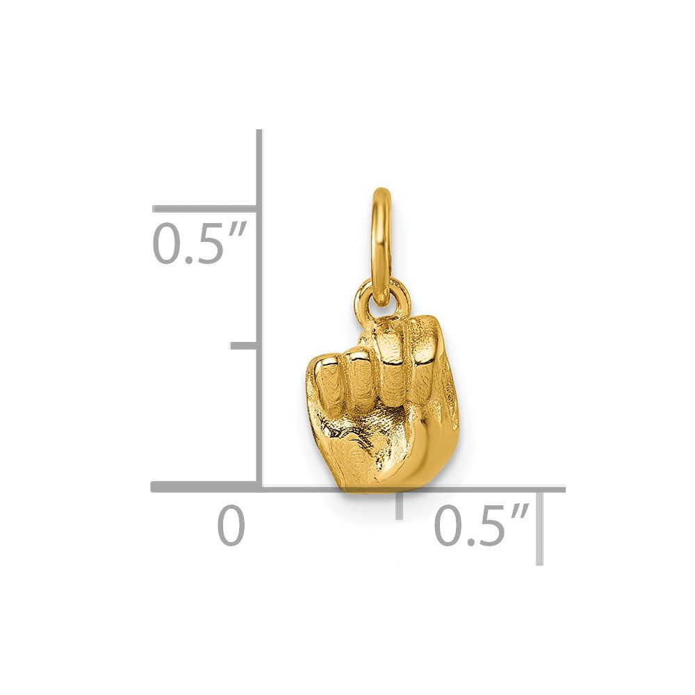 14K Yellow Gold American Sign Language Alphabet Fingerspelling Sign N Pendant