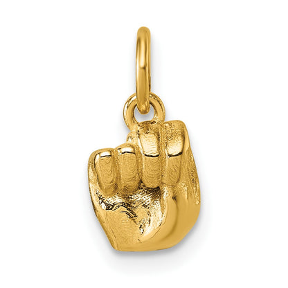 14K Yellow Gold American Sign Language Alphabet Fingerspelling Sign N Pendant