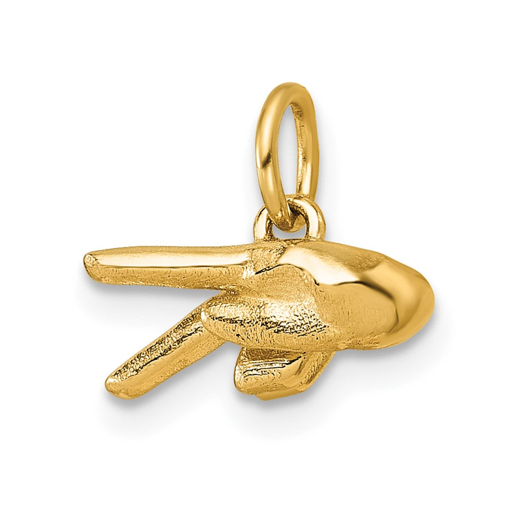 14K Yellow Gold American Sign Language Alphabet Fingerspelling Sign P Pendant