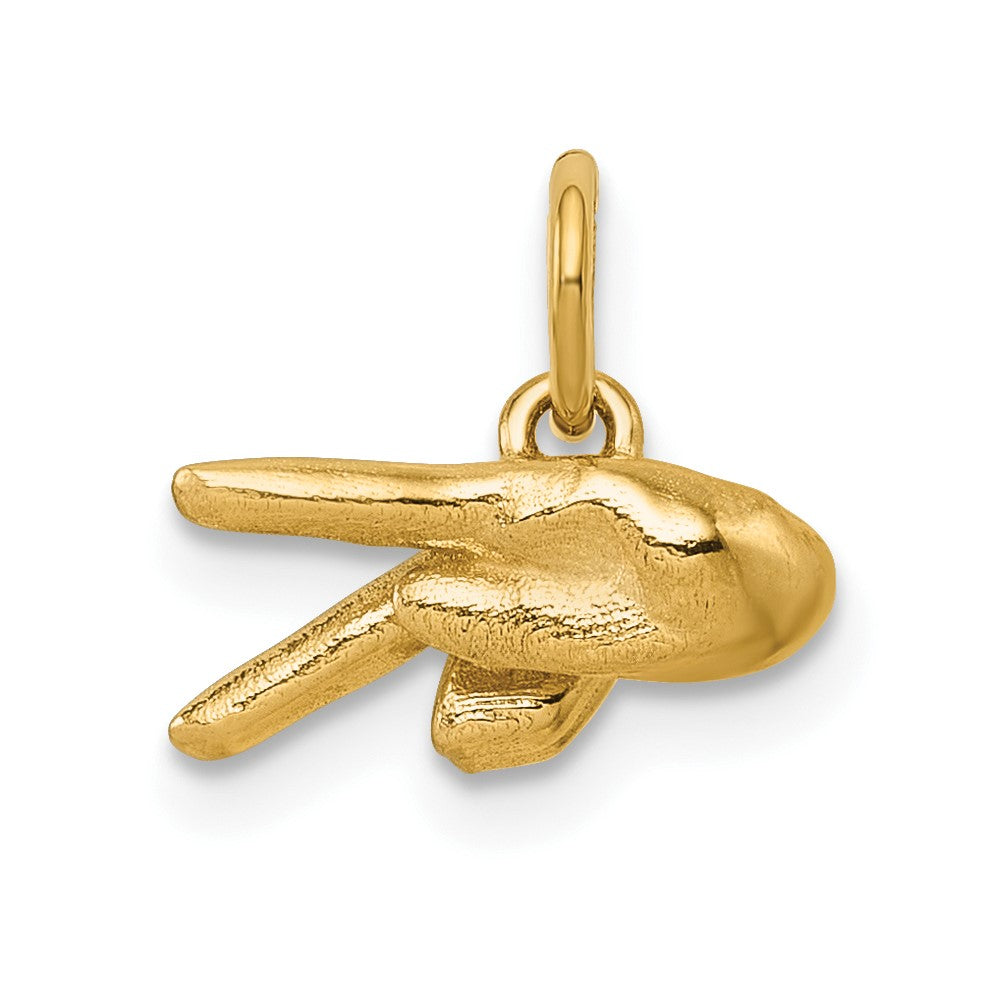 14K Yellow Gold American Sign Language Alphabet Fingerspelling Sign P Pendant