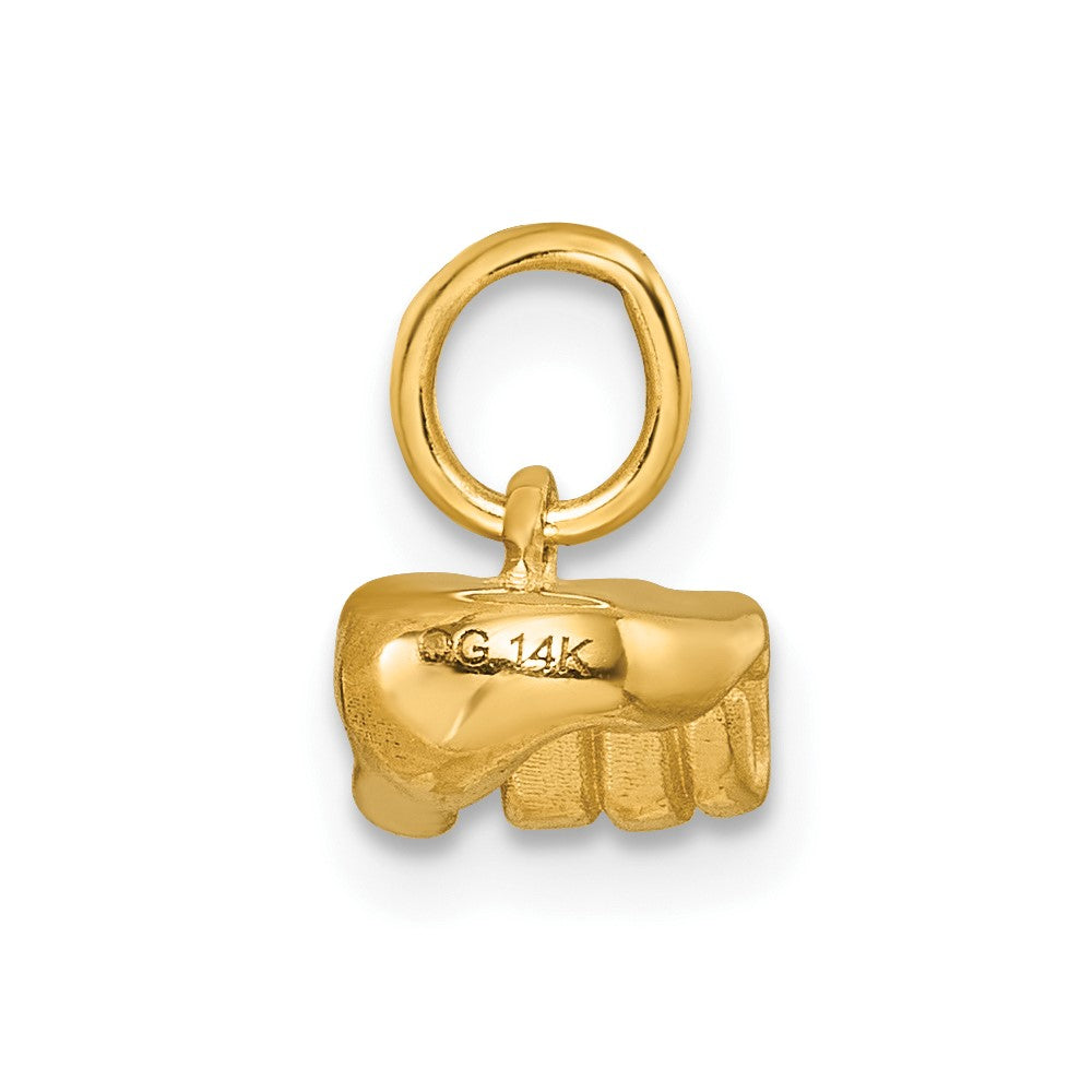 14K Yellow Gold American Sign Language Alphabet Fingerspelling Sign Q Pendant