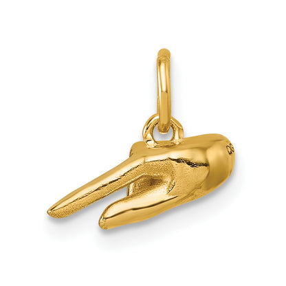 14K Yellow Gold American Sign Language Alphabet Fingerspelling Sign Q Pendant