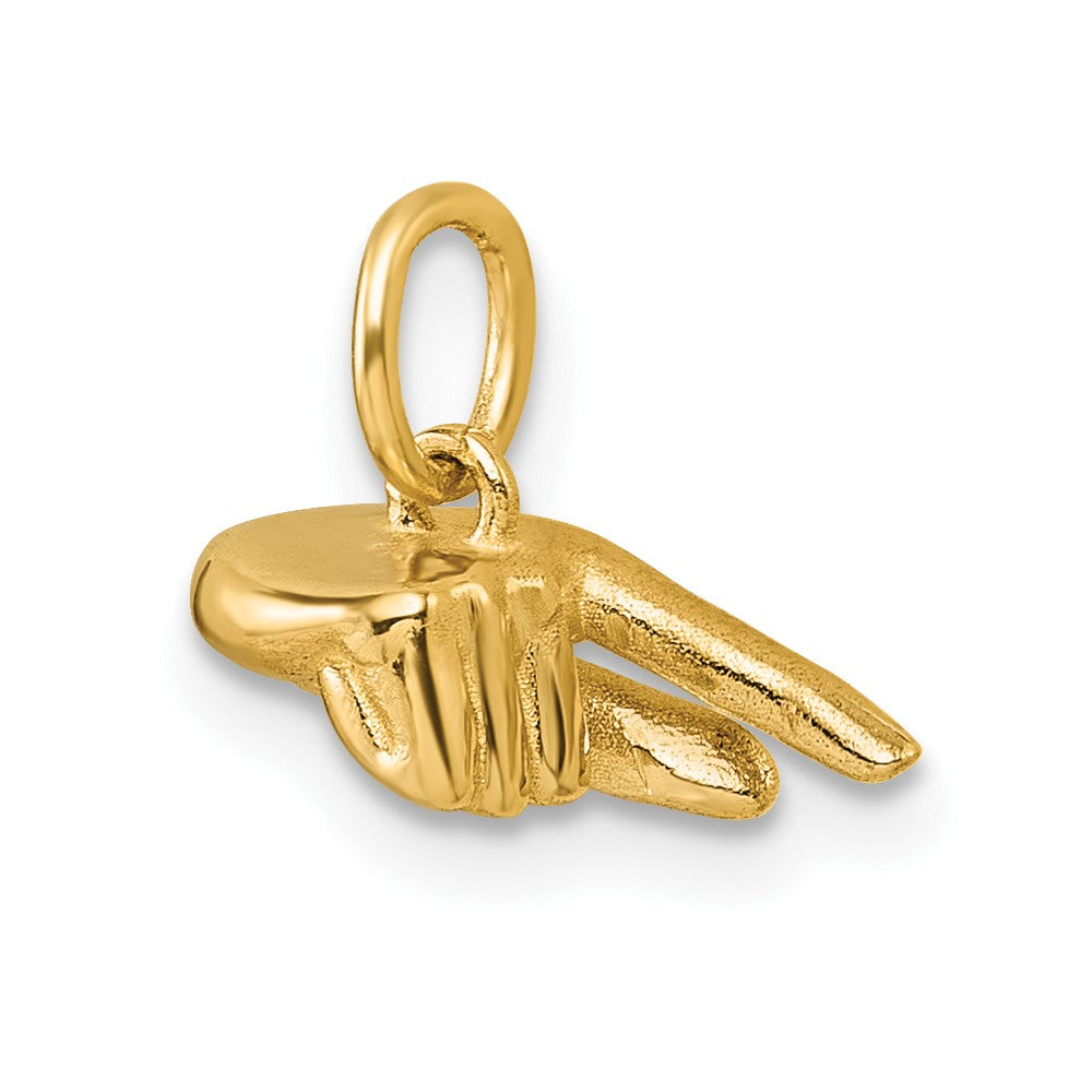 14K Yellow Gold American Sign Language Alphabet Fingerspelling Sign Q Pendant