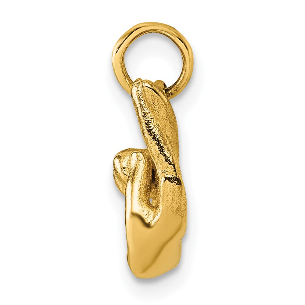 14K Yellow Gold American Sign Language Alphabet Fingerspelling Sign R Pendant