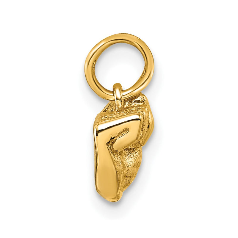 14K Yellow Gold American Sign Language Alphabet Fingerspelling Sign T Pendant