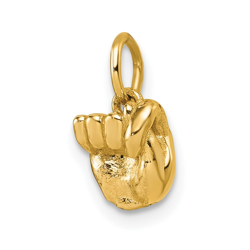 14K Yellow Gold American Sign Language Alphabet Fingerspelling Sign T Pendant