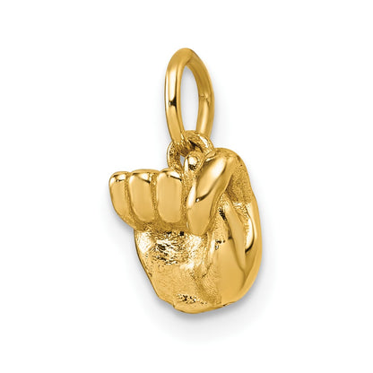 14K Yellow Gold American Sign Language Alphabet Fingerspelling Sign T Pendant