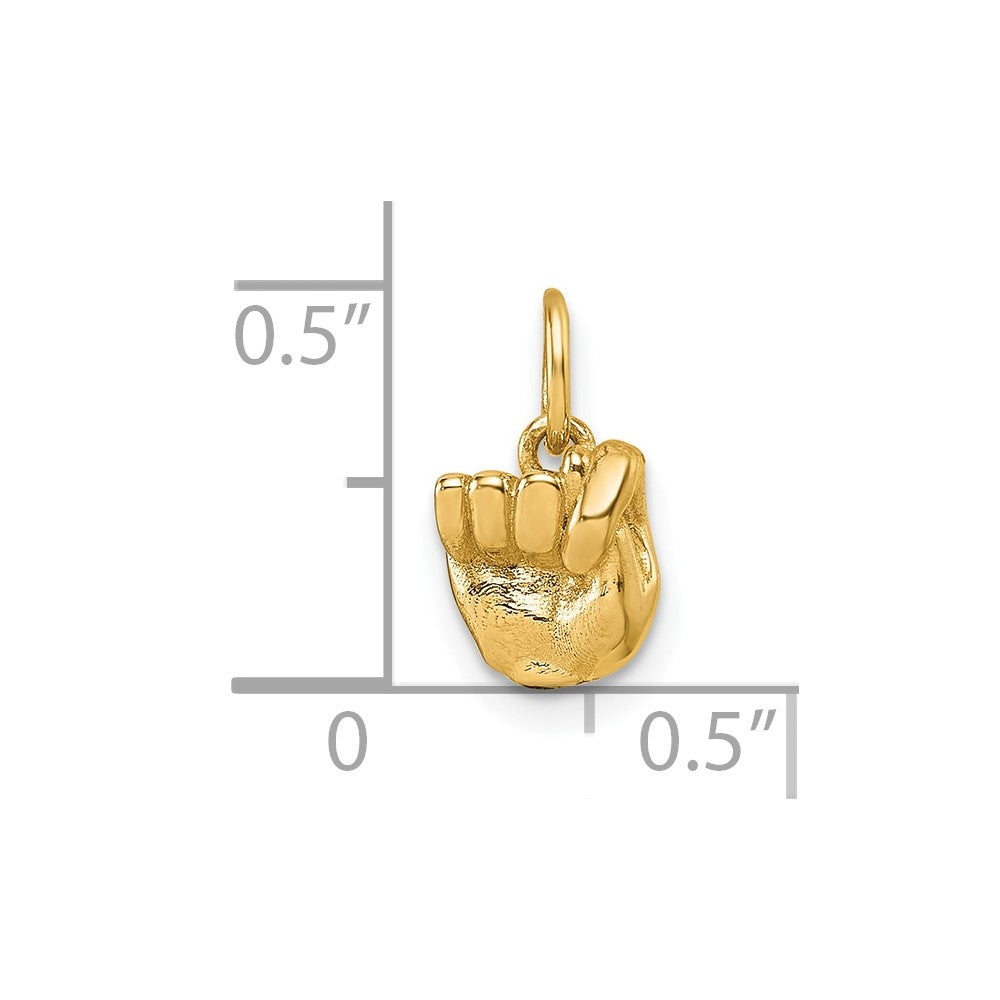 14K Yellow Gold American Sign Language Alphabet Fingerspelling Sign T Pendant