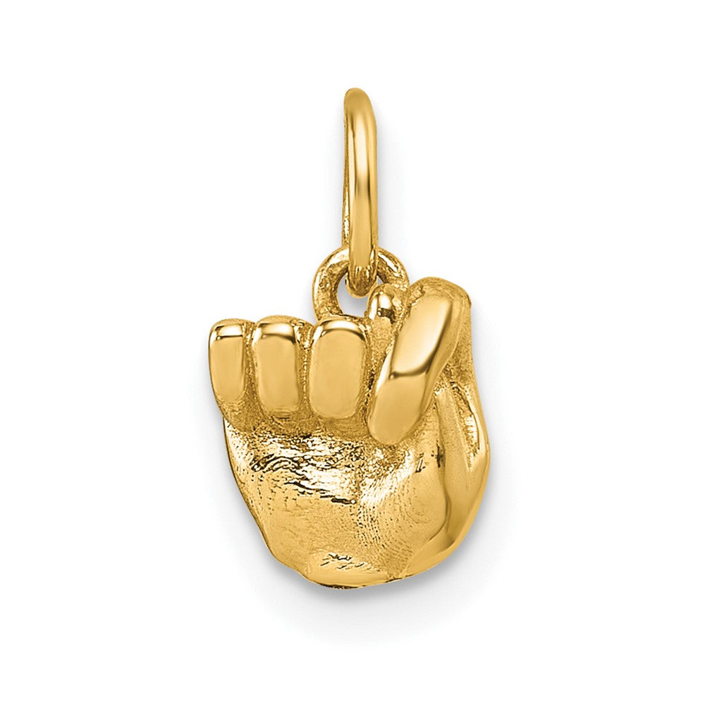 14K Yellow Gold American Sign Language Alphabet Fingerspelling Sign T Pendant