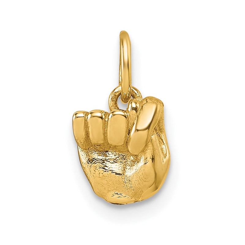 14K Yellow Gold American Sign Language Alphabet Fingerspelling Sign T Pendant