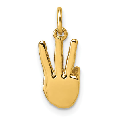 14K Yellow Gold American Sign Language Alphabet Fingerspelling Sign W Pendant