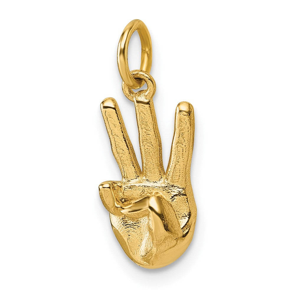 14K Yellow Gold American Sign Language Alphabet Fingerspelling Sign W Pendant