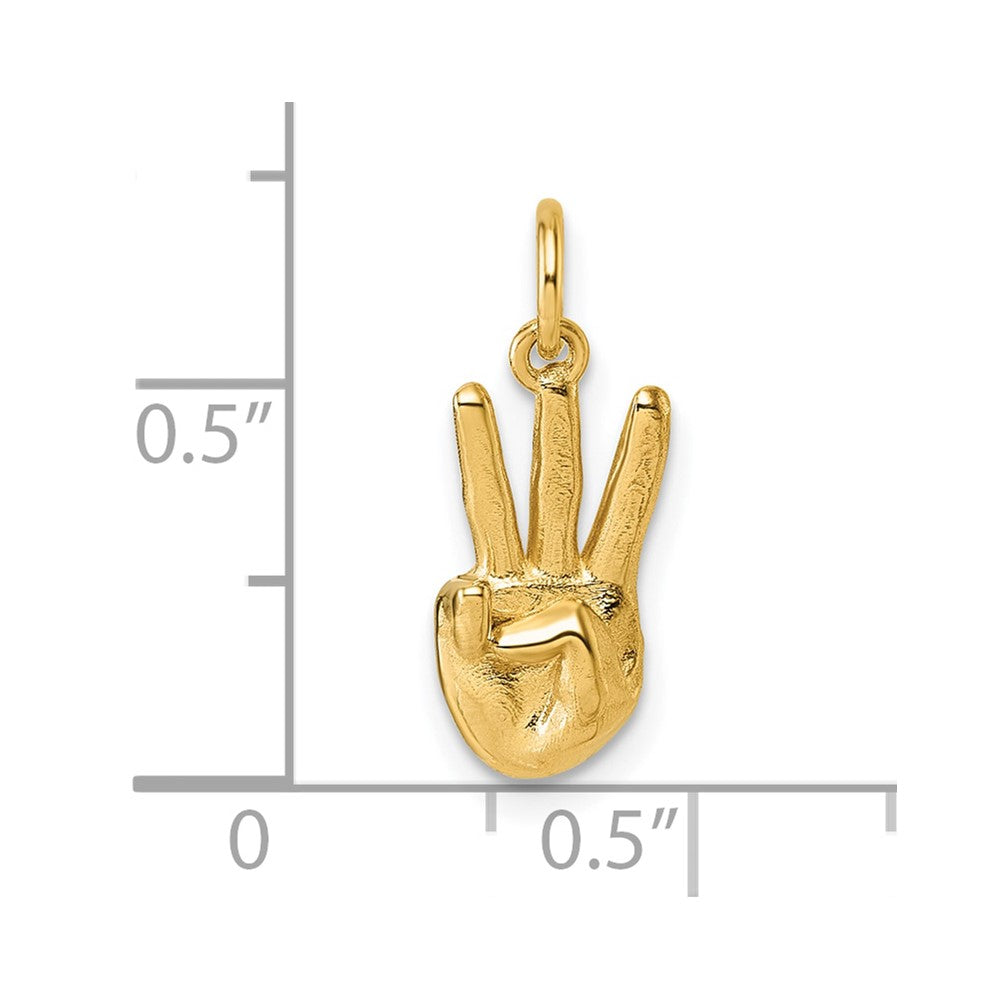 14K Yellow Gold American Sign Language Alphabet Fingerspelling Sign W Pendant