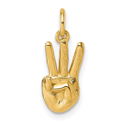 14K Yellow Gold American Sign Language Alphabet Fingerspelling Sign W Pendant