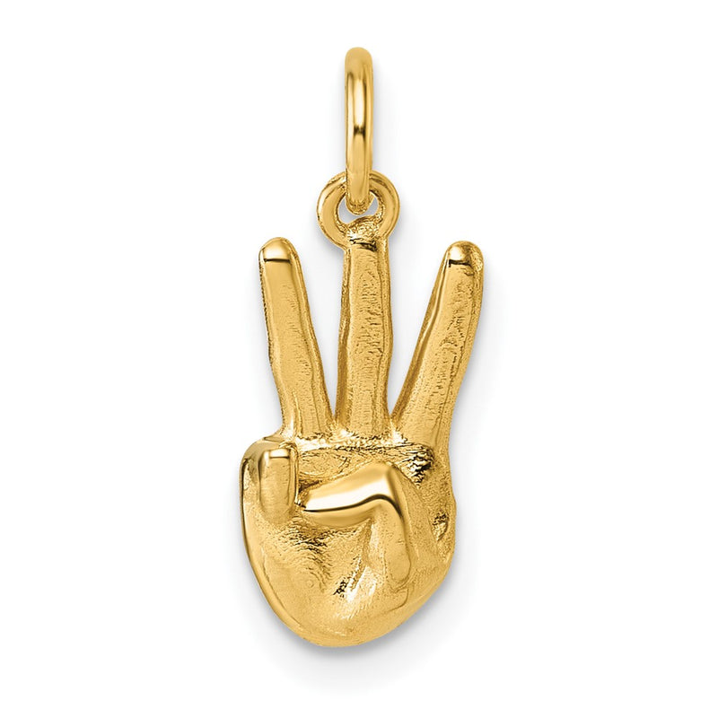 14K Yellow Gold American Sign Language Alphabet Fingerspelling Sign W Pendant
