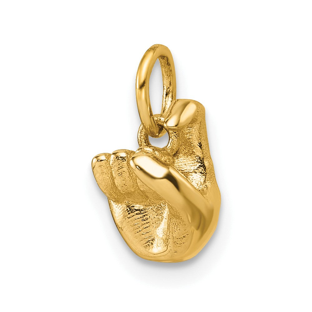 14K Yellow Gold American Sign Language Alphabet Fingerspelling Sign X Pendant