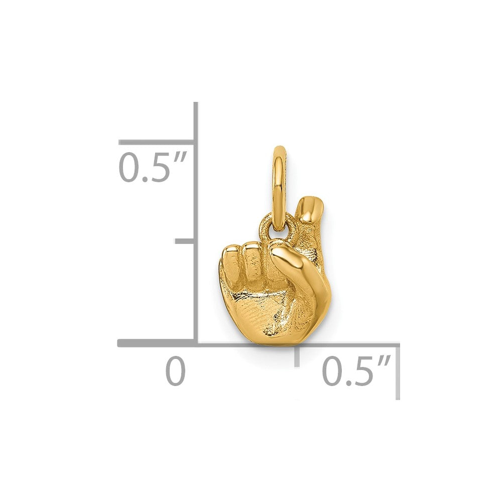 14K Yellow Gold American Sign Language Alphabet Fingerspelling Sign X Pendant