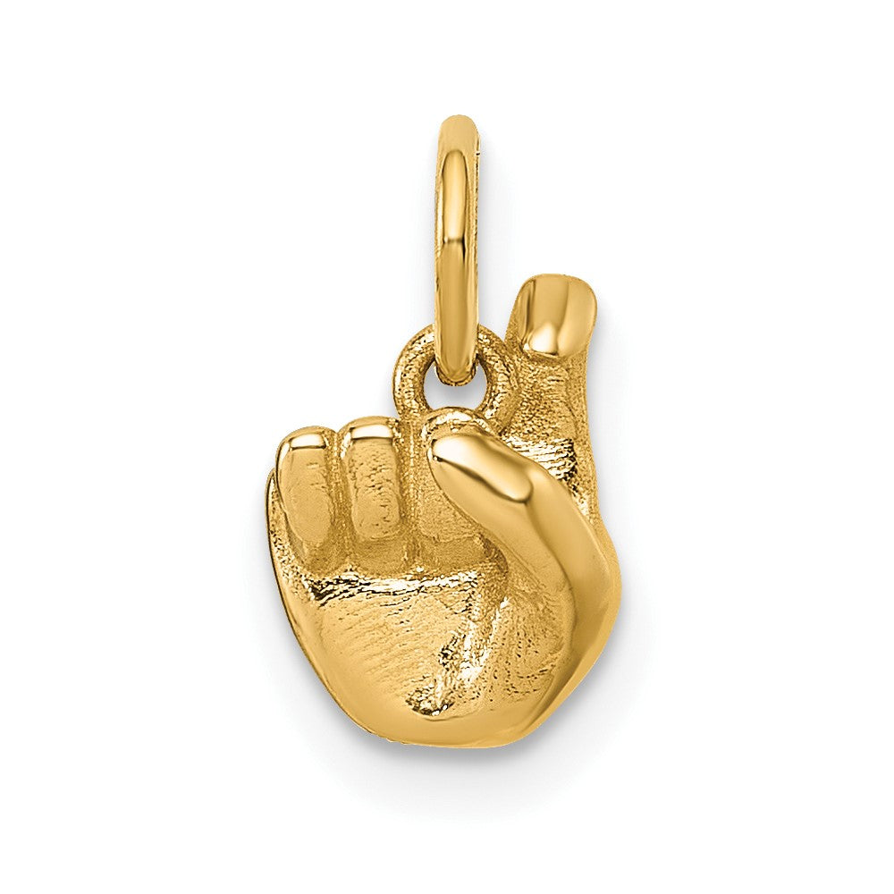 14K Yellow Gold American Sign Language Alphabet Fingerspelling Sign X Pendant