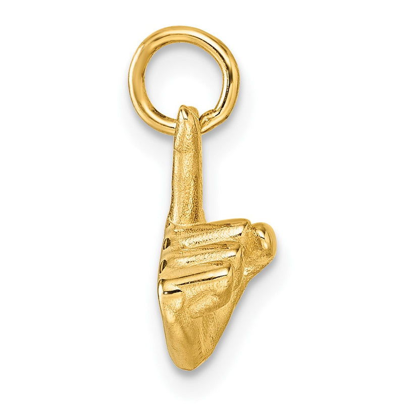 14K Yellow Gold American Sign Language Alphabet Fingerspelling Sign Z Pendant