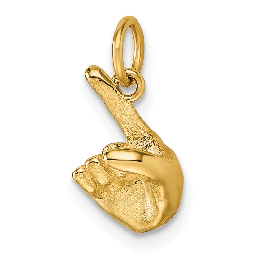 14K Yellow Gold American Sign Language Alphabet Fingerspelling Sign Z Pendant