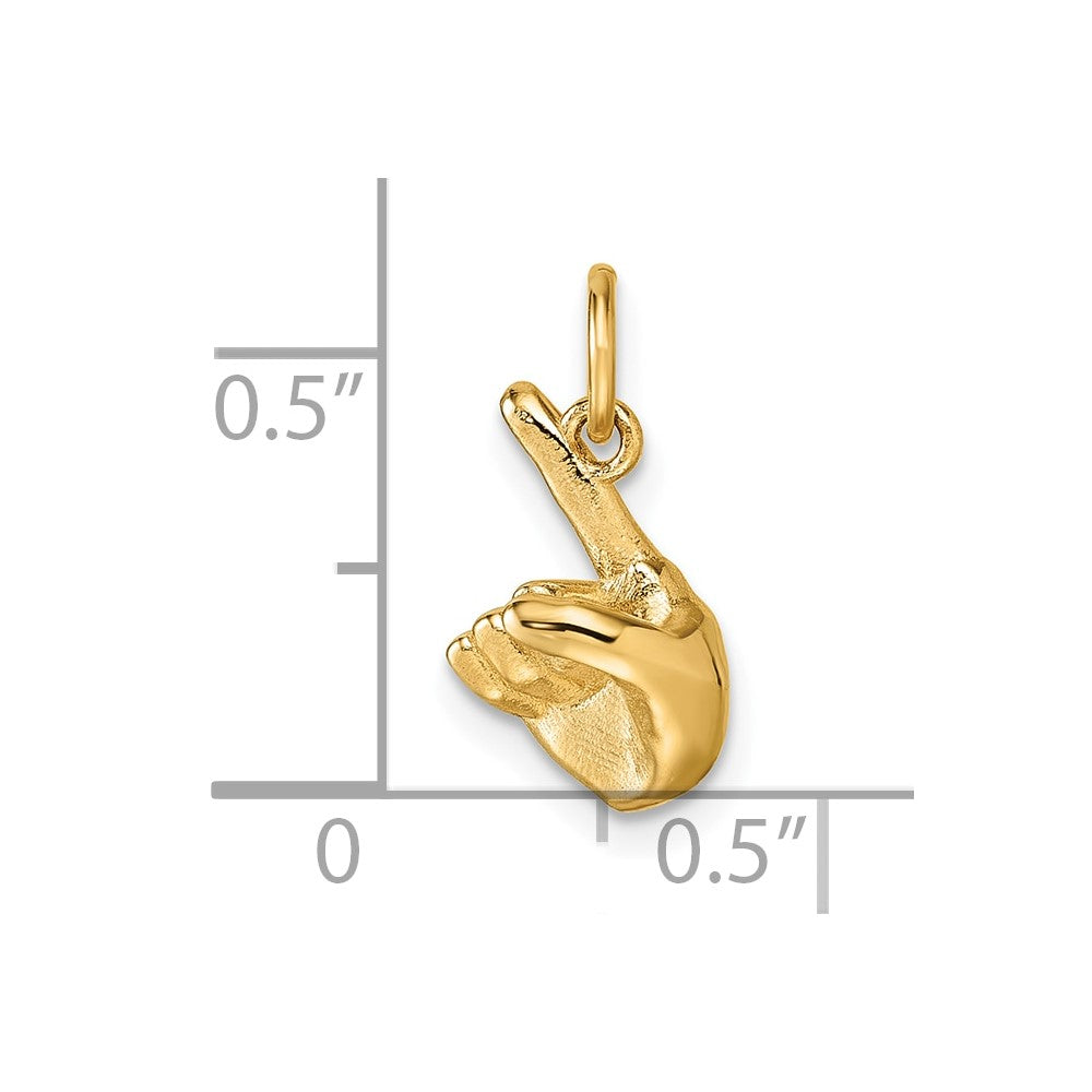 14K Yellow Gold American Sign Language Alphabet Fingerspelling Sign Z Pendant