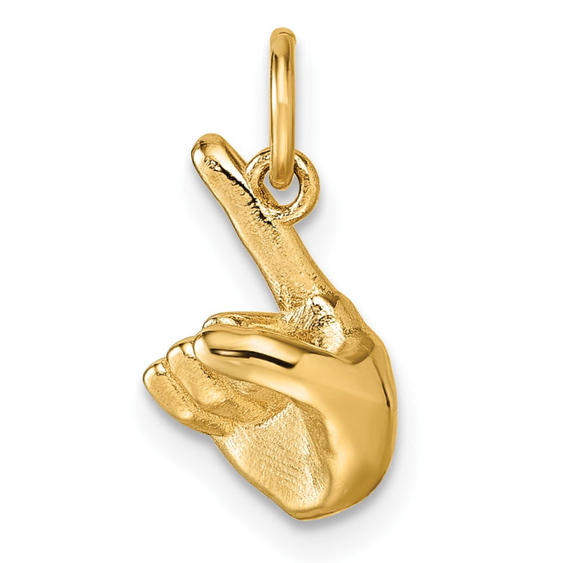 14K Yellow Gold American Sign Language Alphabet Fingerspelling Sign Z Pendant
