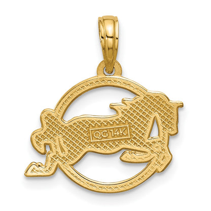 14K Yellow Gold Polished Mustang Pendant