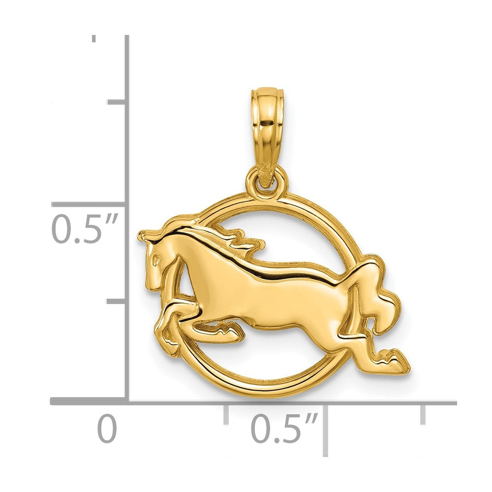 14K Yellow Gold Polished Mustang Pendant