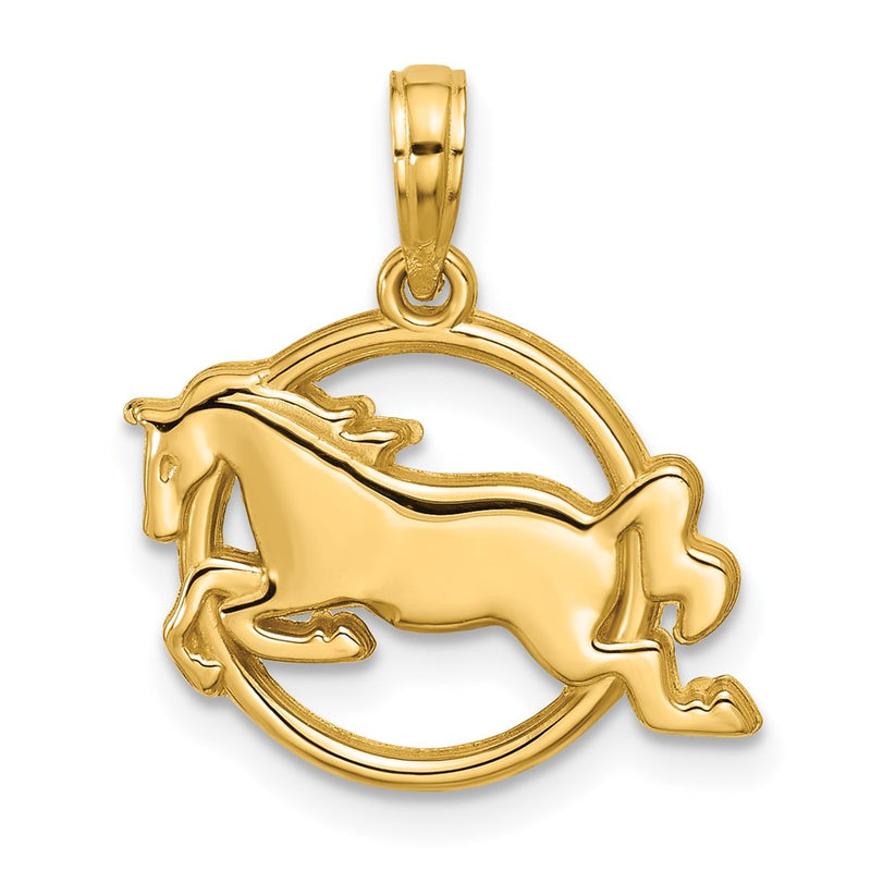 14K Yellow Gold Polished Mustang Pendant