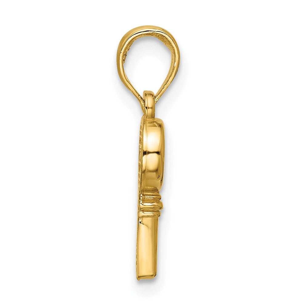 14K Yellow Gold Polished Heart Key Pendant