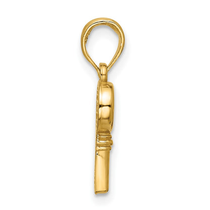 14K Yellow Gold Polished Heart Key Pendant